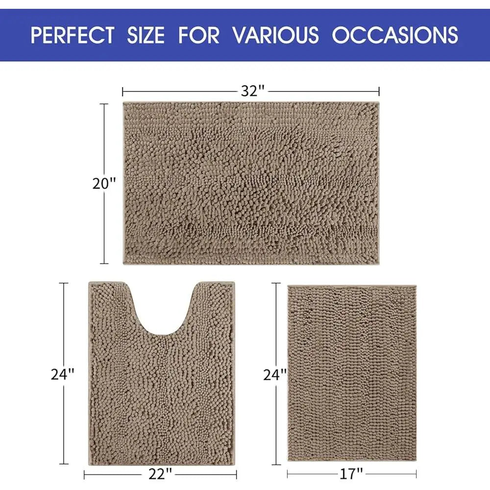 Ultra Soft Chenille Bath Rugs – Non-Slip, Absorbent & Washable