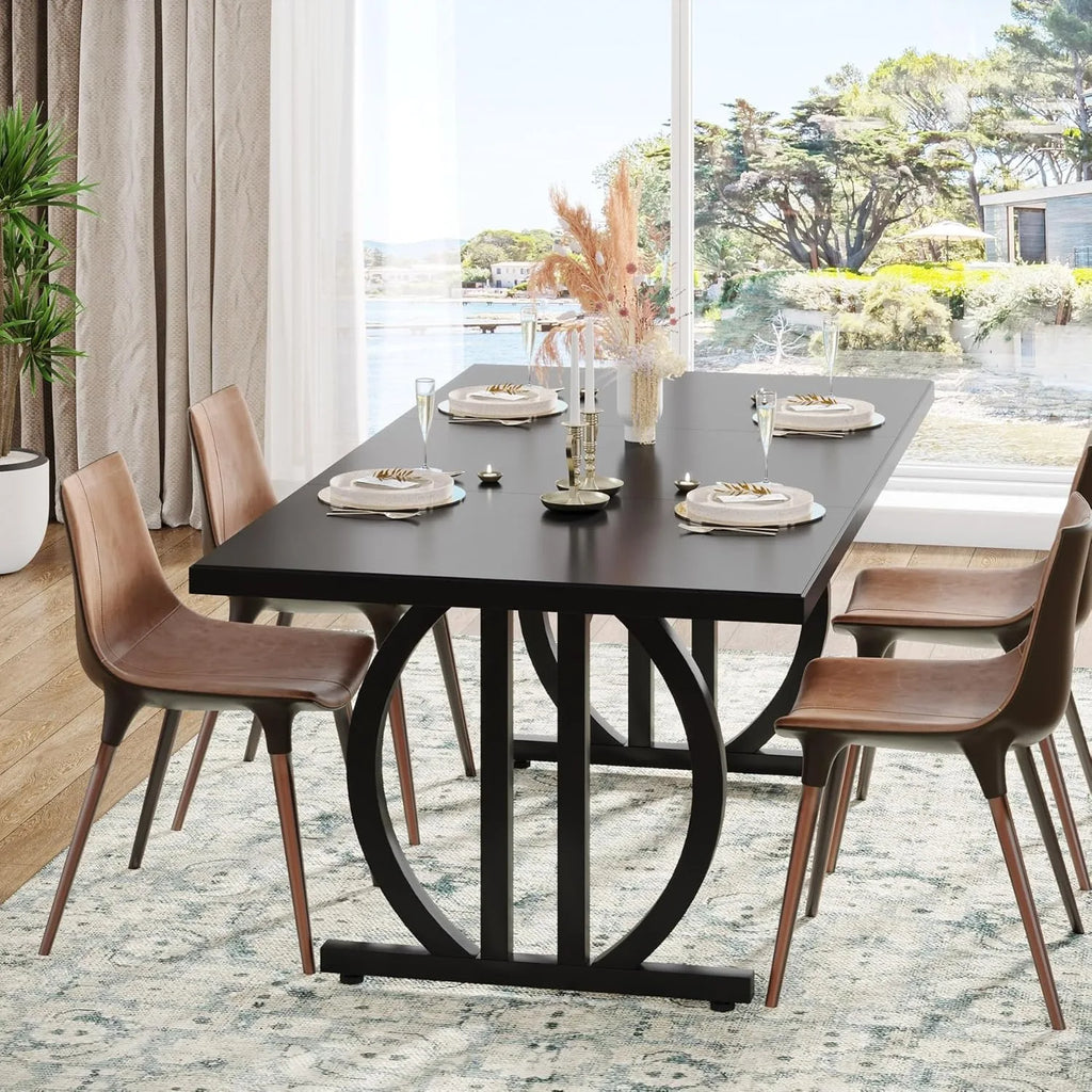 Modern Dining Table for 4-6 People – 63" Large Rectangular Kitchen & Dining Table