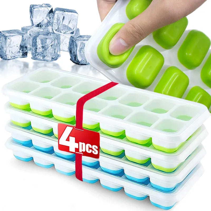 14-Cube Silicone Ice Cube Tray with Lid