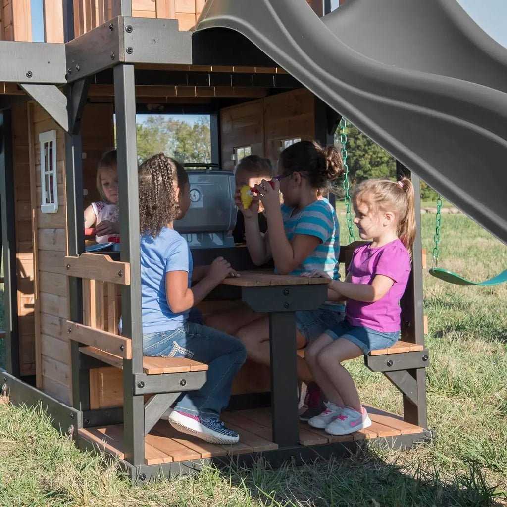 Cedar Wood Swing Set with Clubhouse