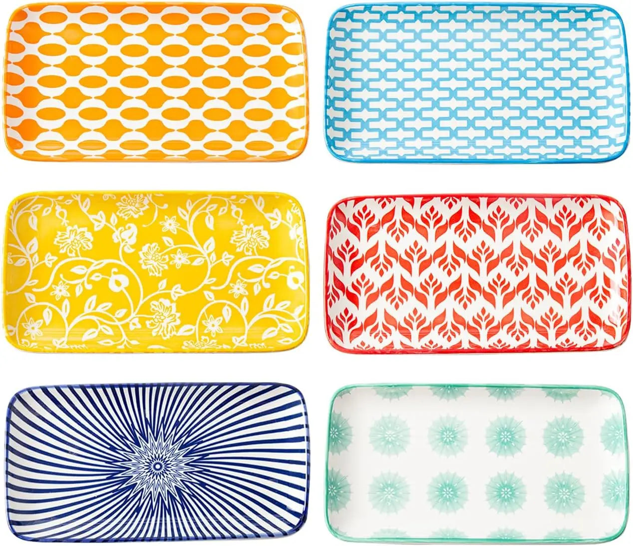 Rectangle Serving Plates Set – 8" Ceramic Dinner & Appetizer Platters
