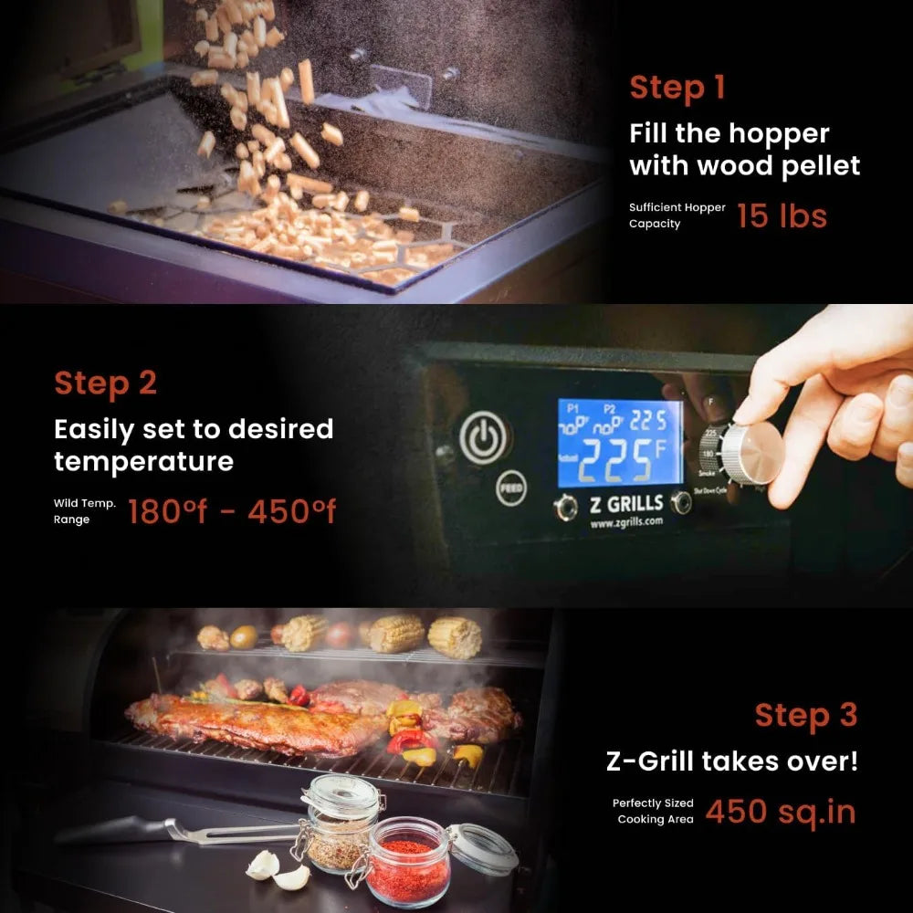 8-in-1 Outdoor Wood Pellet Grill - Temperature Control