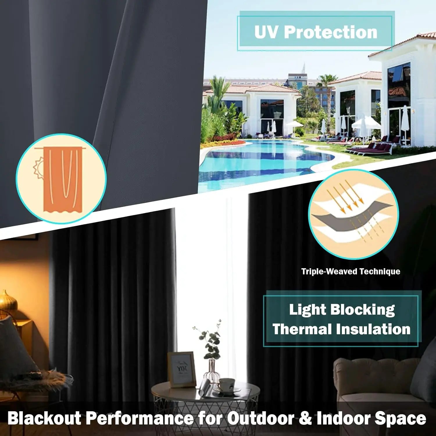Outdoor Curtains for Patio – Rustproof Grommet Top Waterproof Drapes