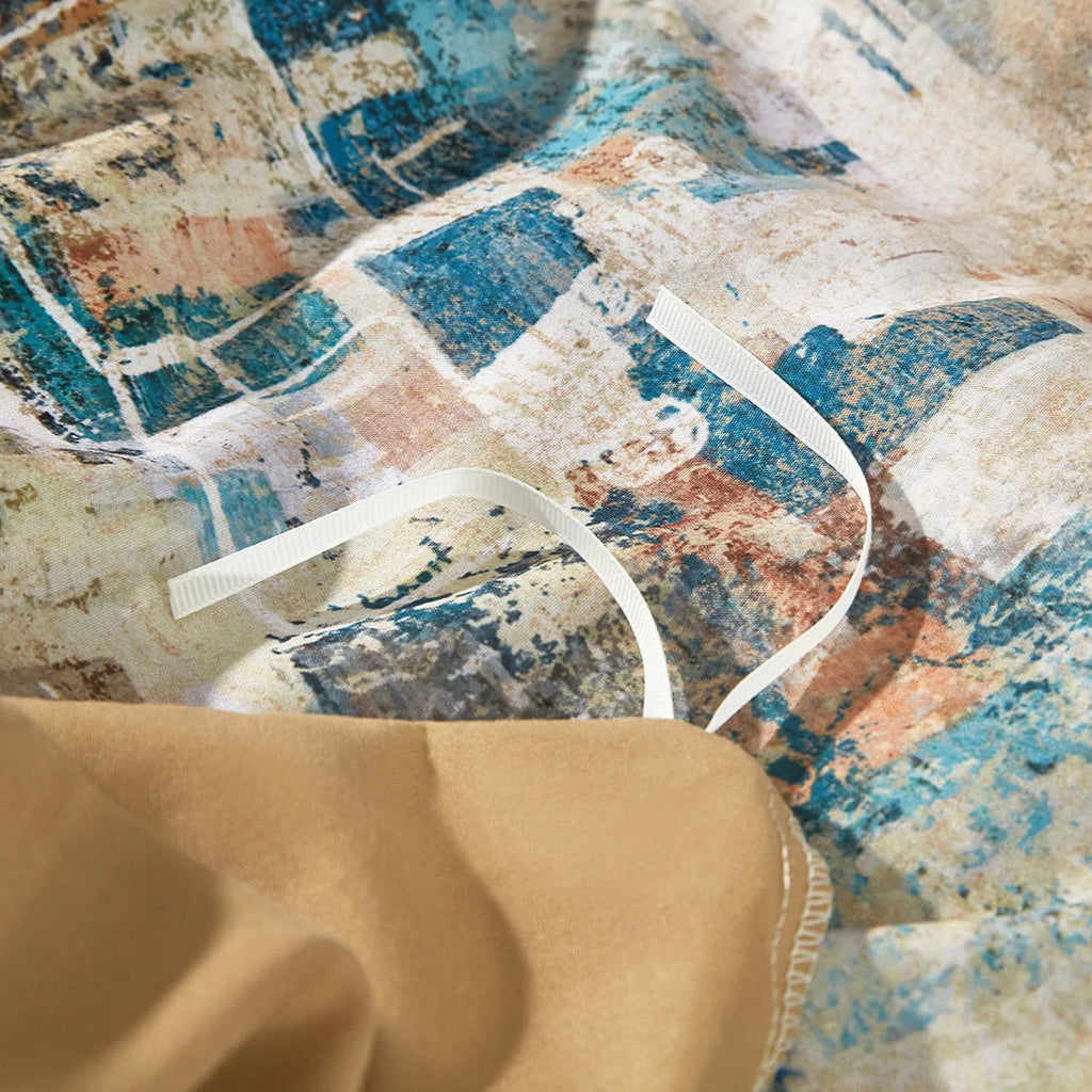 Blue Bohemian Country Floral Patchwork Quilt Bedding Set