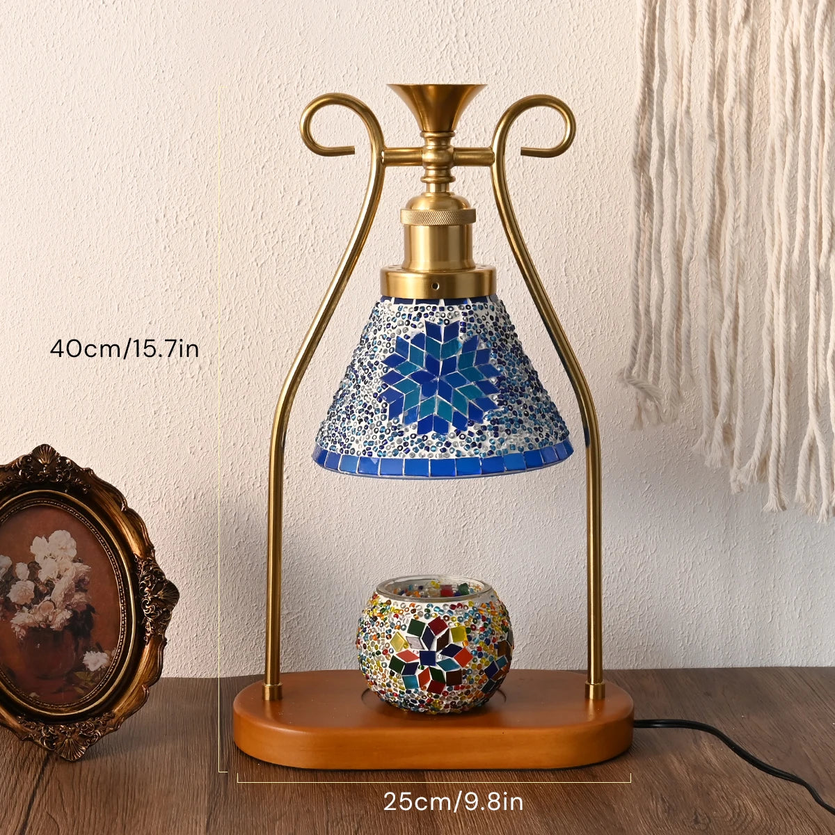 Bohemian Hand-Colored Glass Bedside Lamp
