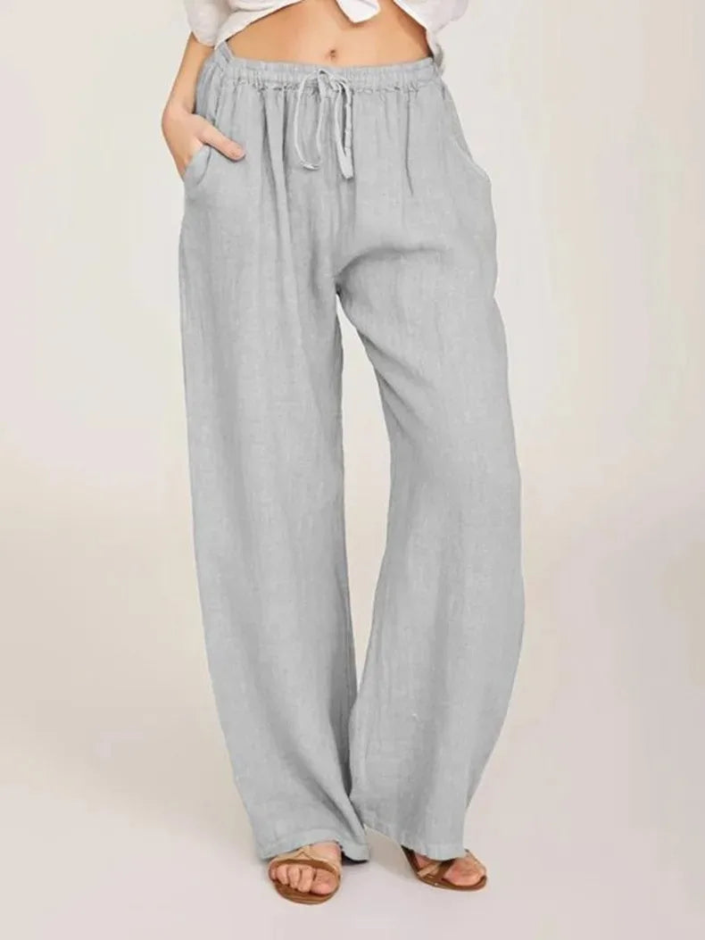Women’s Cotton Linen Wide Straight Leg Pants