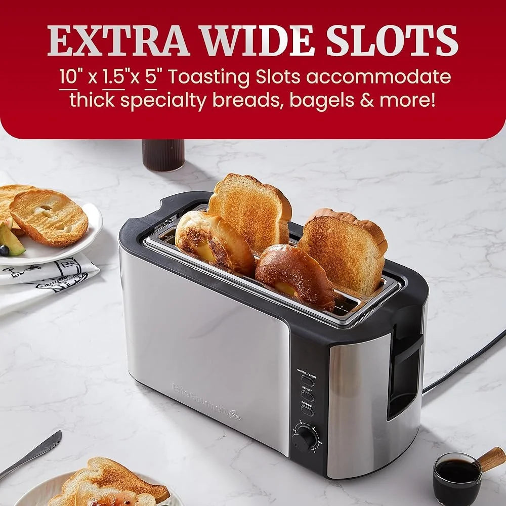 Extra Wide 4-Slice Toaster with 6 Toast Settings & Reheat Function
